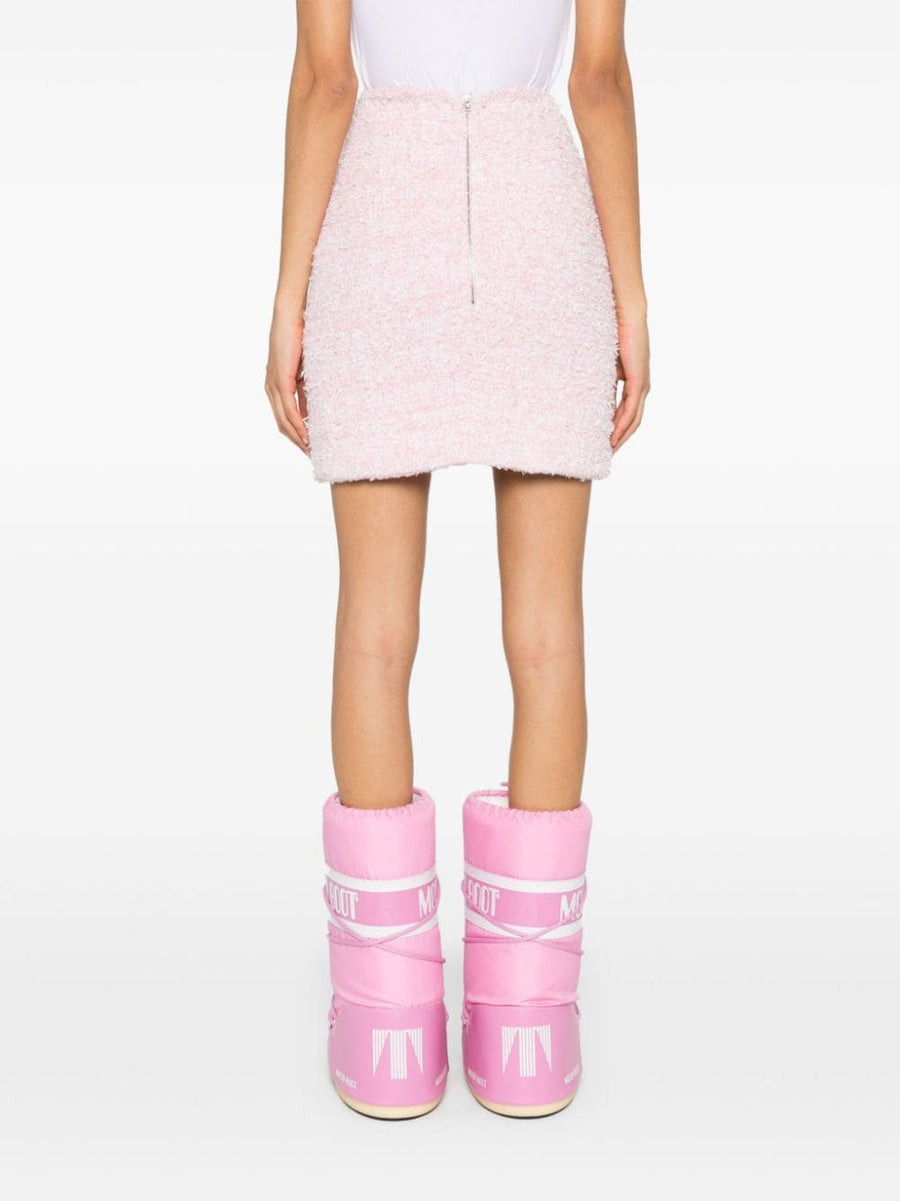 Balenciaga Pink Tweed Bouclé Mini Skirt For Women, Luxurious Cotton Blend, Refined Texture