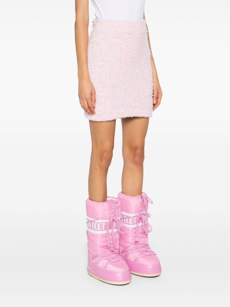 Balenciaga Pink Tweed Bouclé Mini Skirt For Women, Luxurious Cotton Blend, Refined Texture