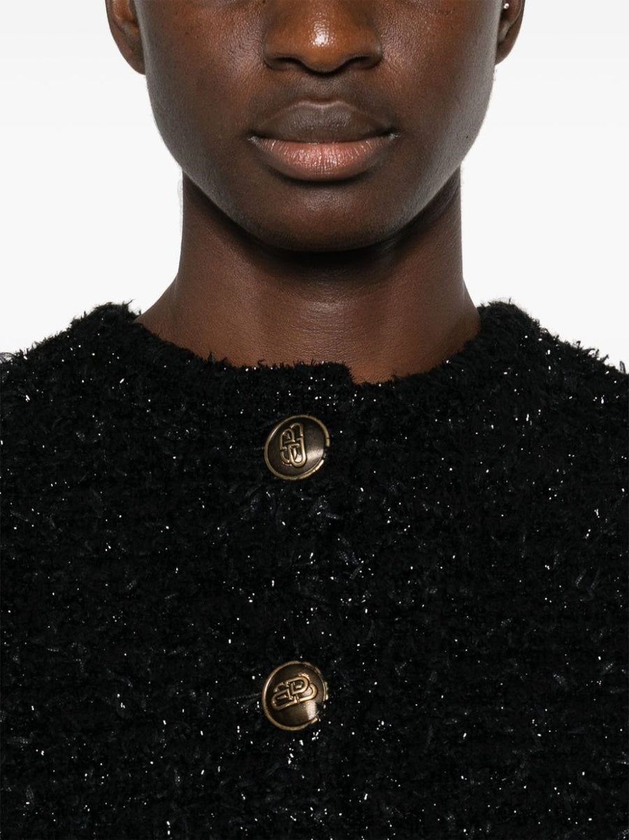 Balenciaga Cropped Boucle Jacket With Metallic Threading For Women Versatile Luxury Topwear