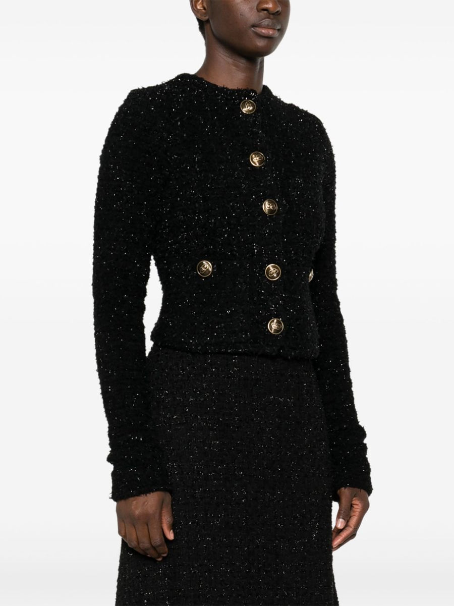 Balenciaga Cropped Boucle Jacket With Metallic Threading For Women Versatile Luxury Topwear