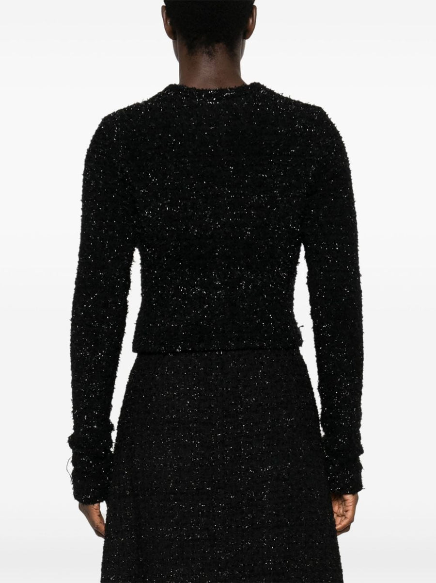 Balenciaga Cropped Boucle Jacket With Metallic Threading For Women Versatile Luxury Topwear