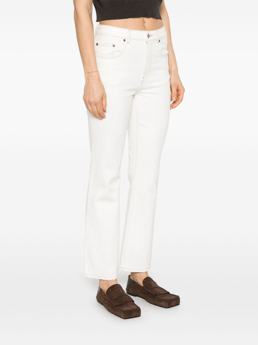 Tory Burch White Denim Jeans For Women With Flared Retro Silhouette And Modern Fit