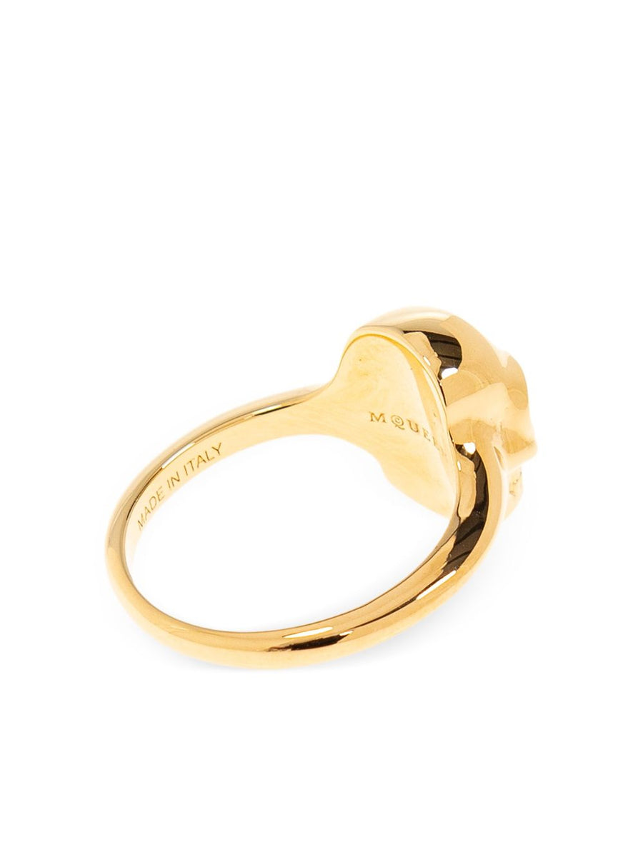 Alexander McQueen Skull Ring For Women Gold Tone Eco Brass Slip On Bold Statement Jewelry