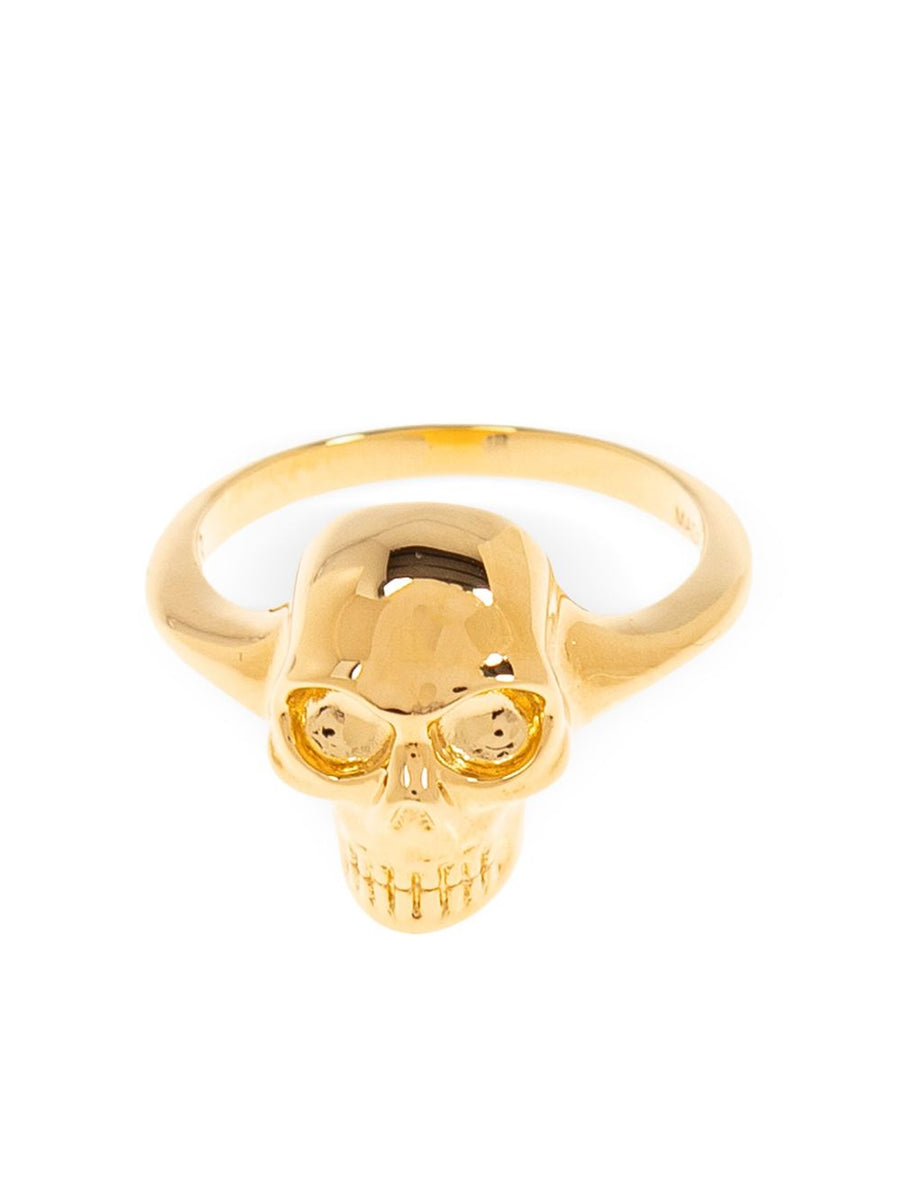 Alexander McQueen Skull Ring For Women Gold Tone Eco Brass Slip On Bold Statement Jewelry