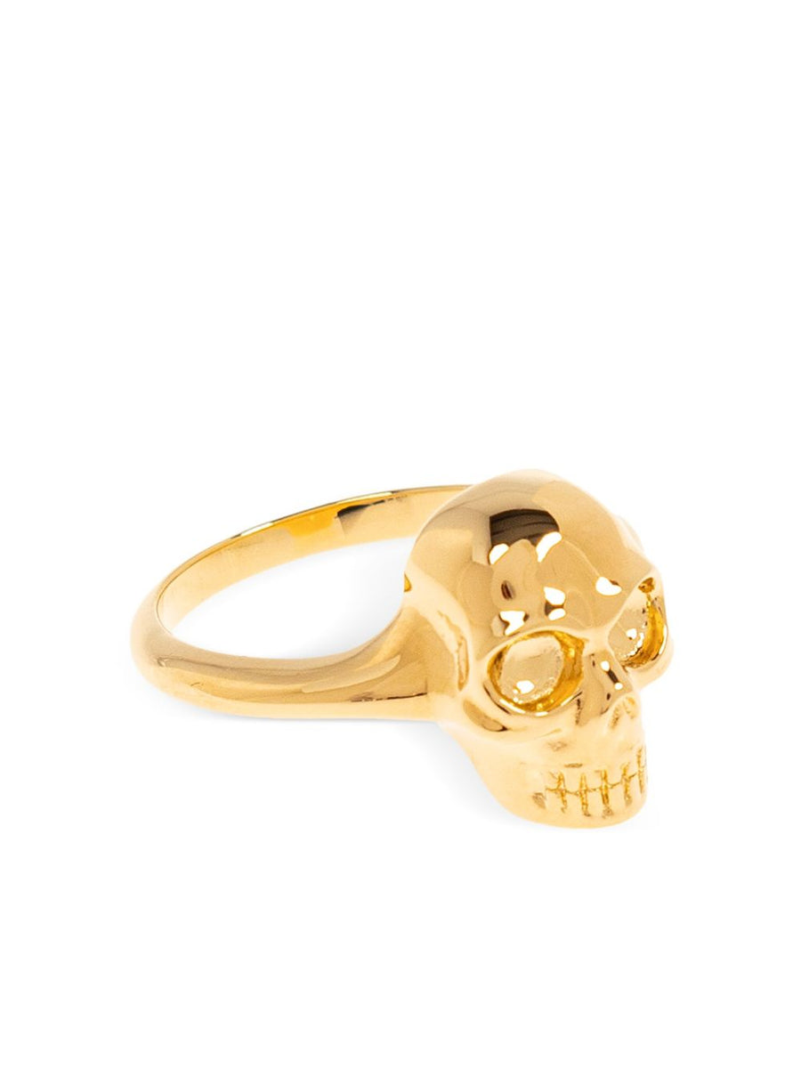 Alexander McQueen Skull Ring For Women Gold Tone Eco Brass Slip On Bold Statement Jewelry