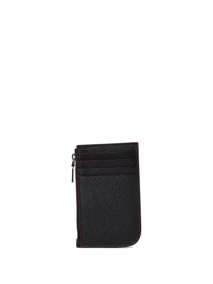 Alexander McQueen Calf Leather Card Case With Top Zip Closure For Women Luxury Slim Front Logo