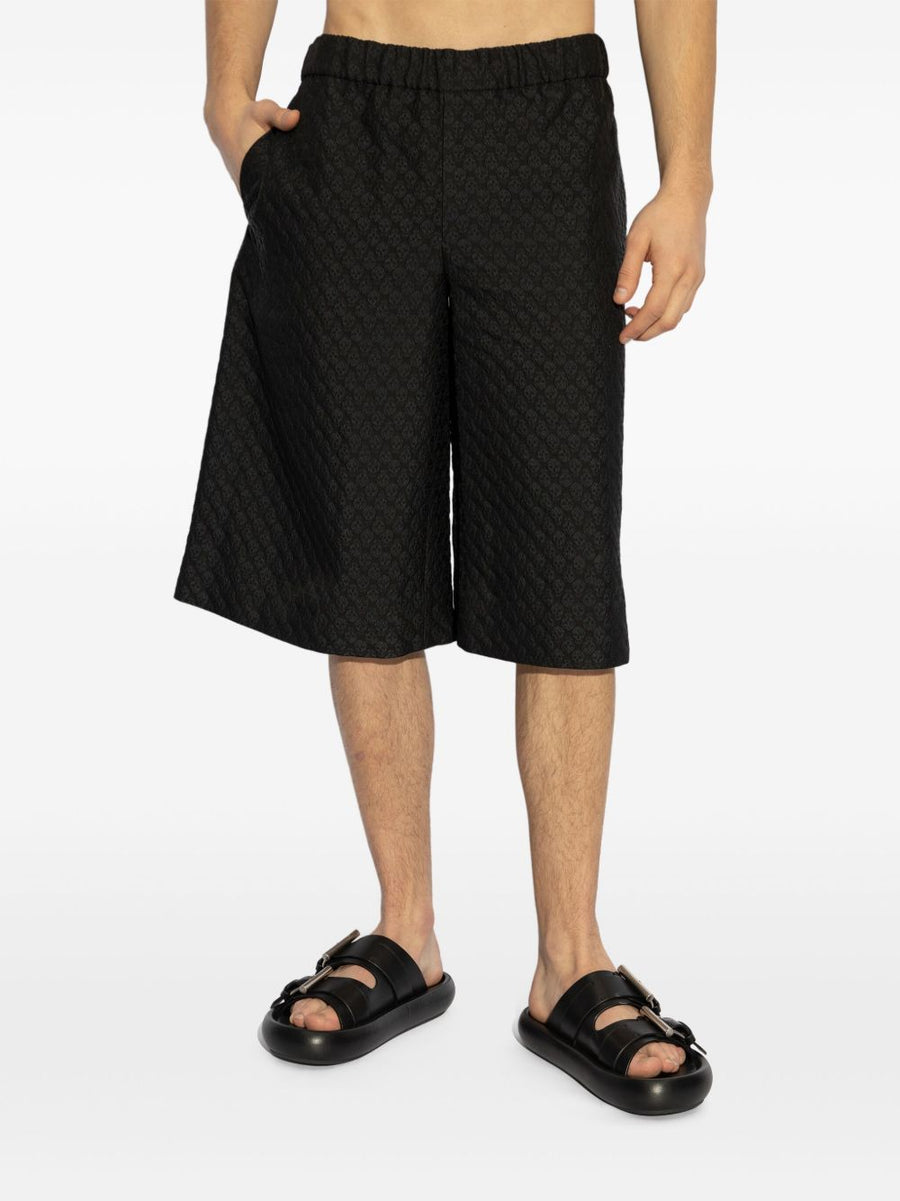 Alexander McQueen Jacquard Bermuda Shorts For Men With Elastic Waistband Luxury Skull Print