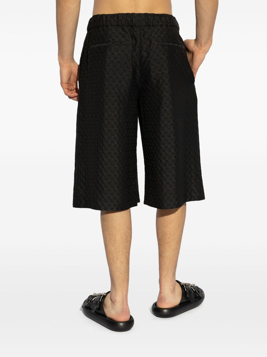 Alexander McQueen Jacquard Bermuda Shorts For Men With Elastic Waistband Luxury Skull Print