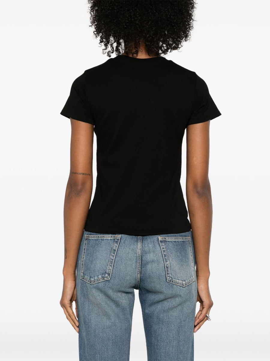 Alexander McQueen Cut And Sew T Shirt Skull Embroidery Black Luxury Topwear For Women