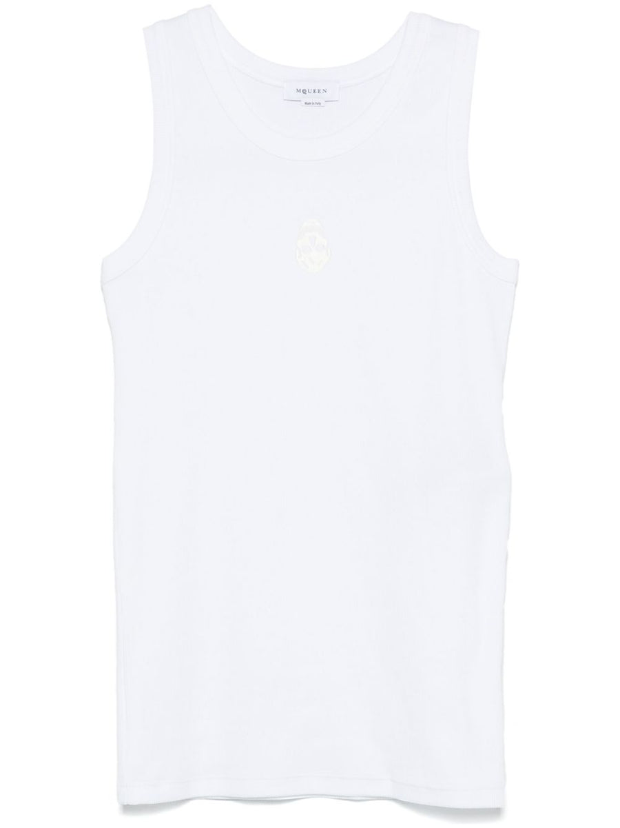 Alexander McQueen Skull Embroidered Tank Top For Men Premium Cotton Elastane Blend Streetwear Essential