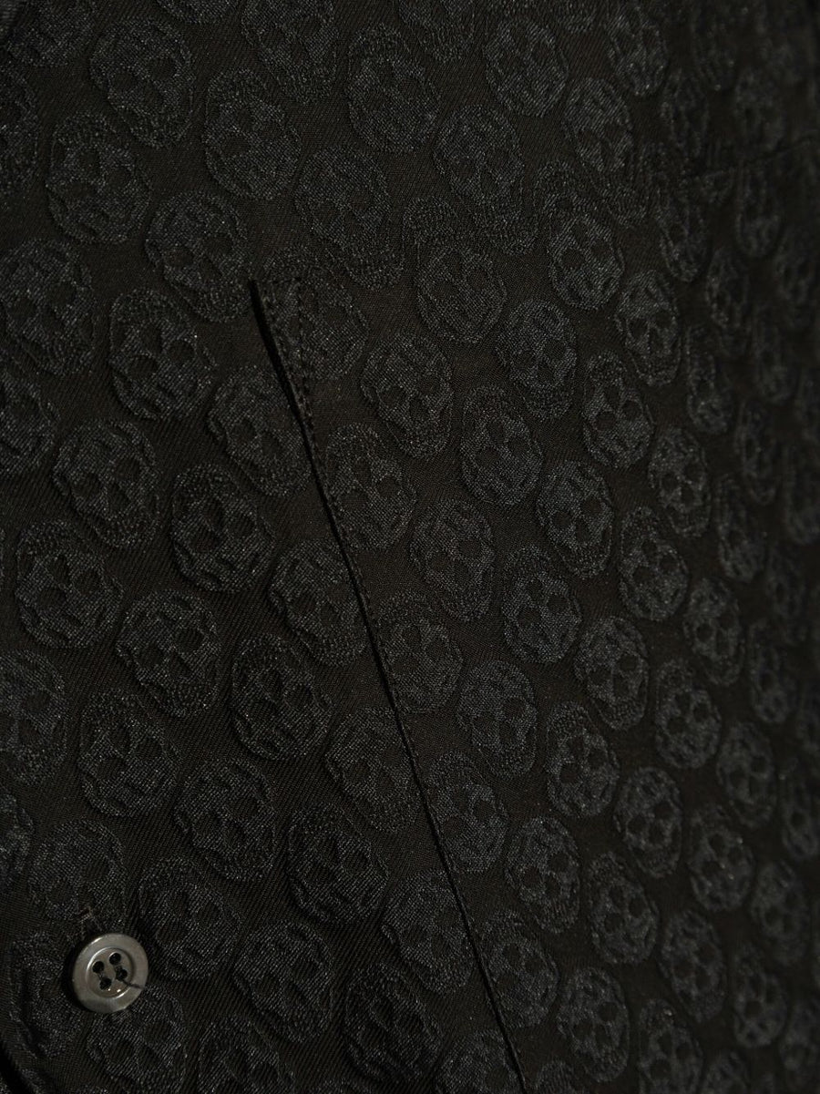 Alexander McQueen Skull Print Shirt For Men Black Jacquard Viscose Blend Luxury Collection