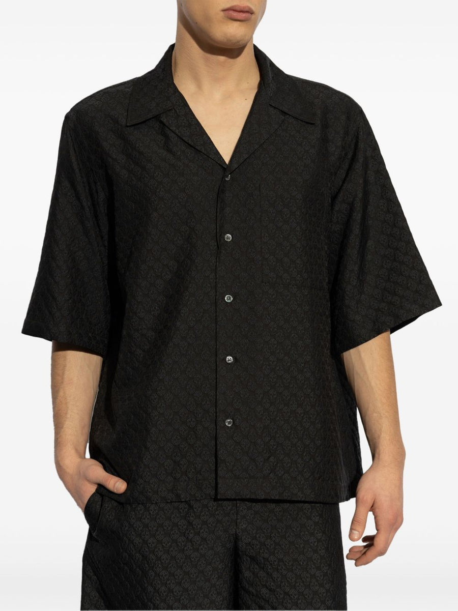Alexander McQueen Skull Print Shirt For Men Black Jacquard Viscose Blend Luxury Collection