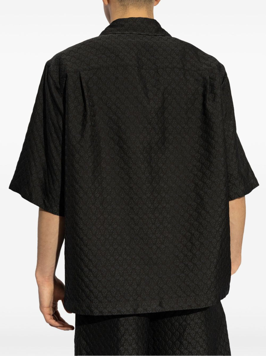 Alexander McQueen Skull Print Shirt For Men Black Jacquard Viscose Blend Luxury Collection