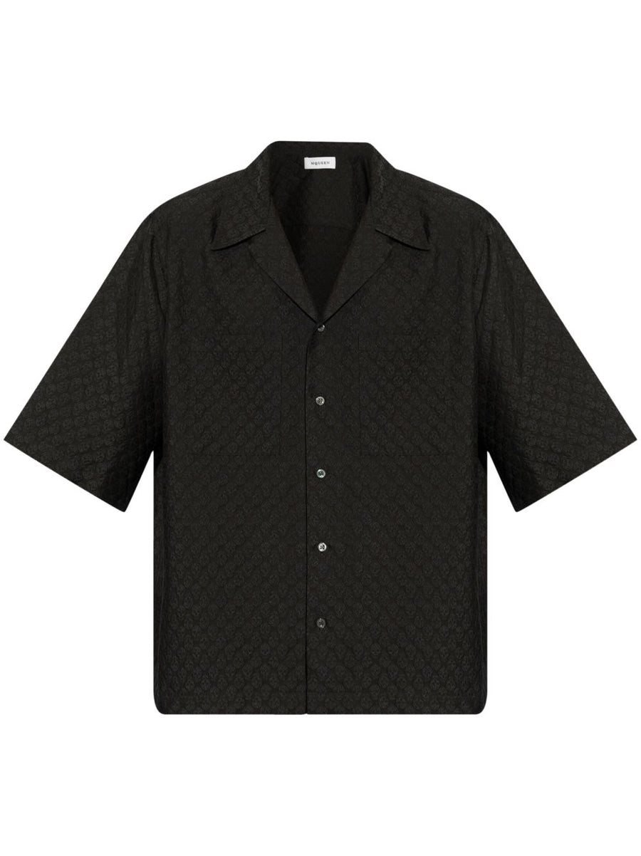 Alexander McQueen Skull Print Shirt For Men Black Jacquard Viscose Blend Luxury Collection