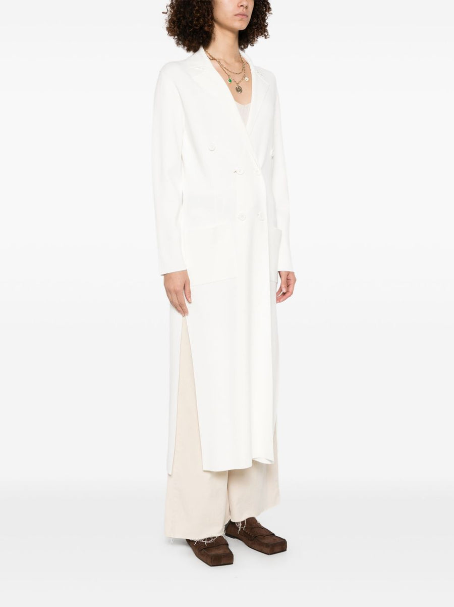 Parosh Cream Double Breasted Coat With Notched Lapels Patch Pockets Timeless Tailoring For Women Officewear Luxurious
