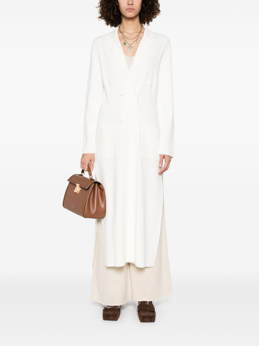 Parosh Cream Double Breasted Coat With Notched Lapels Patch Pockets Timeless Tailoring For Women Officewear Luxurious