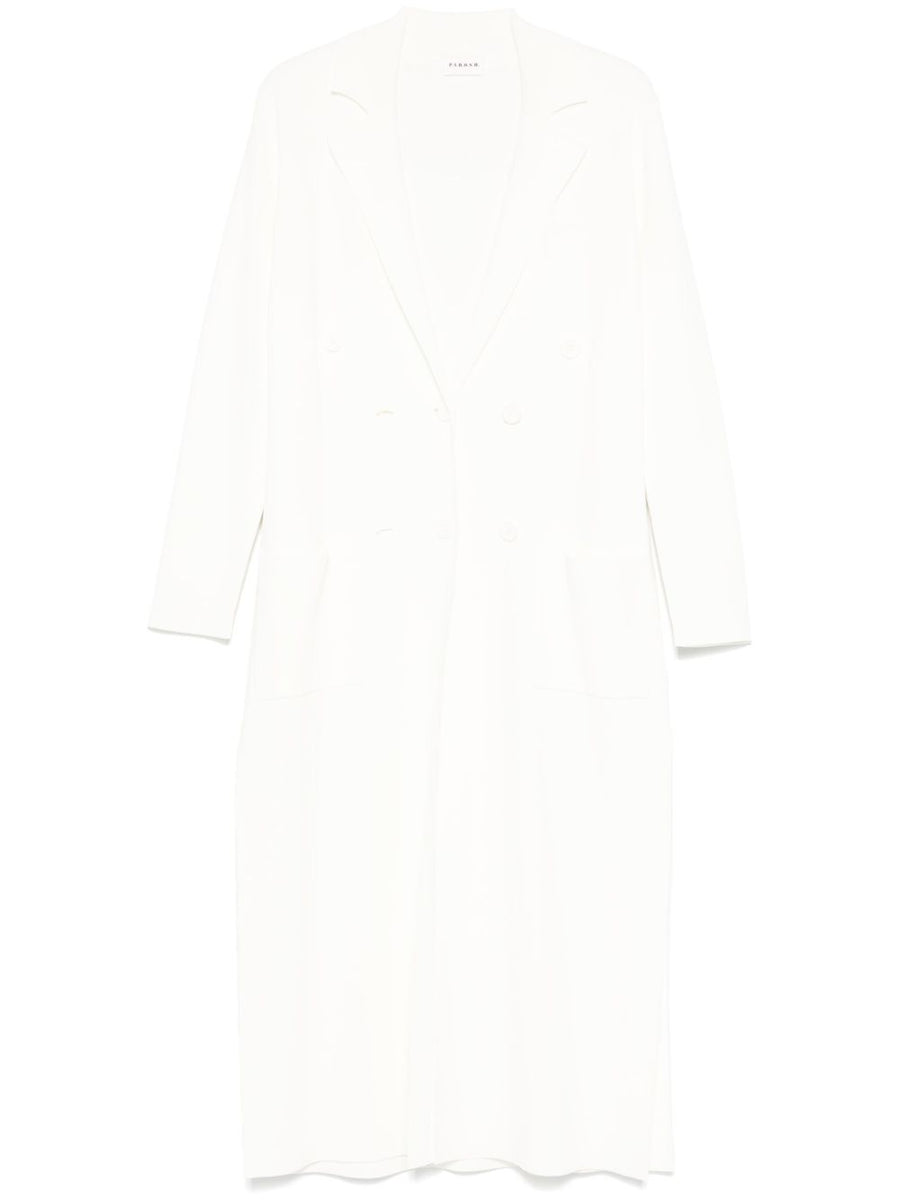 Parosh Cream Double Breasted Coat With Notched Lapels Patch Pockets Timeless Tailoring For Women Officewear Luxurious