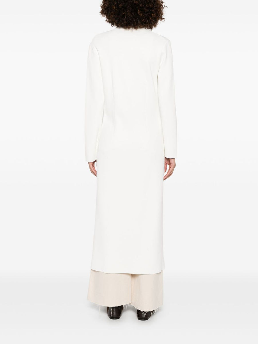 Parosh Cream Double Breasted Coat With Notched Lapels Patch Pockets Timeless Tailoring For Women Officewear Luxurious