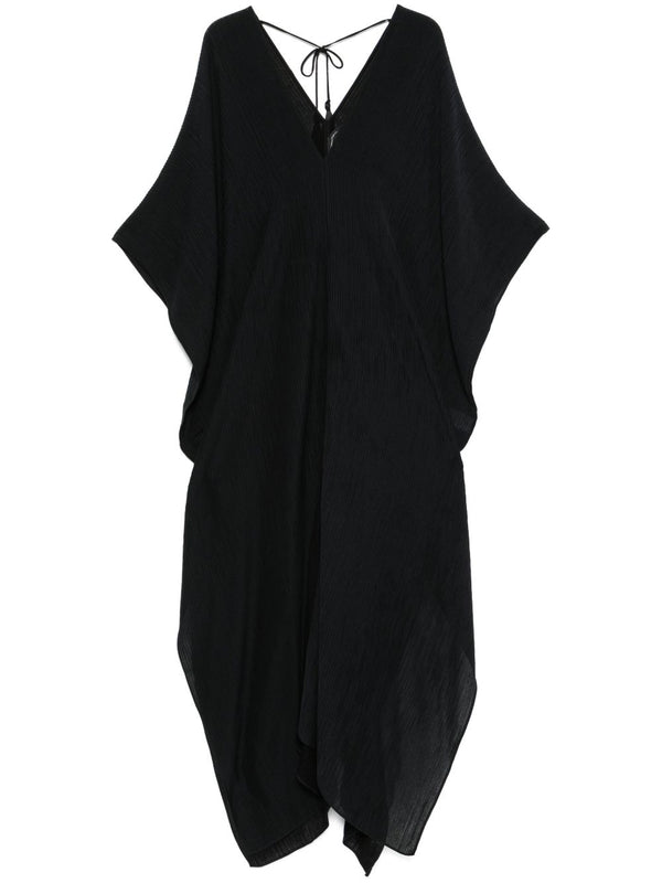 Taller Marmo Rio Maggiore Kaftan Dress Black Luxury Beachwear For Women With V Neck V Back