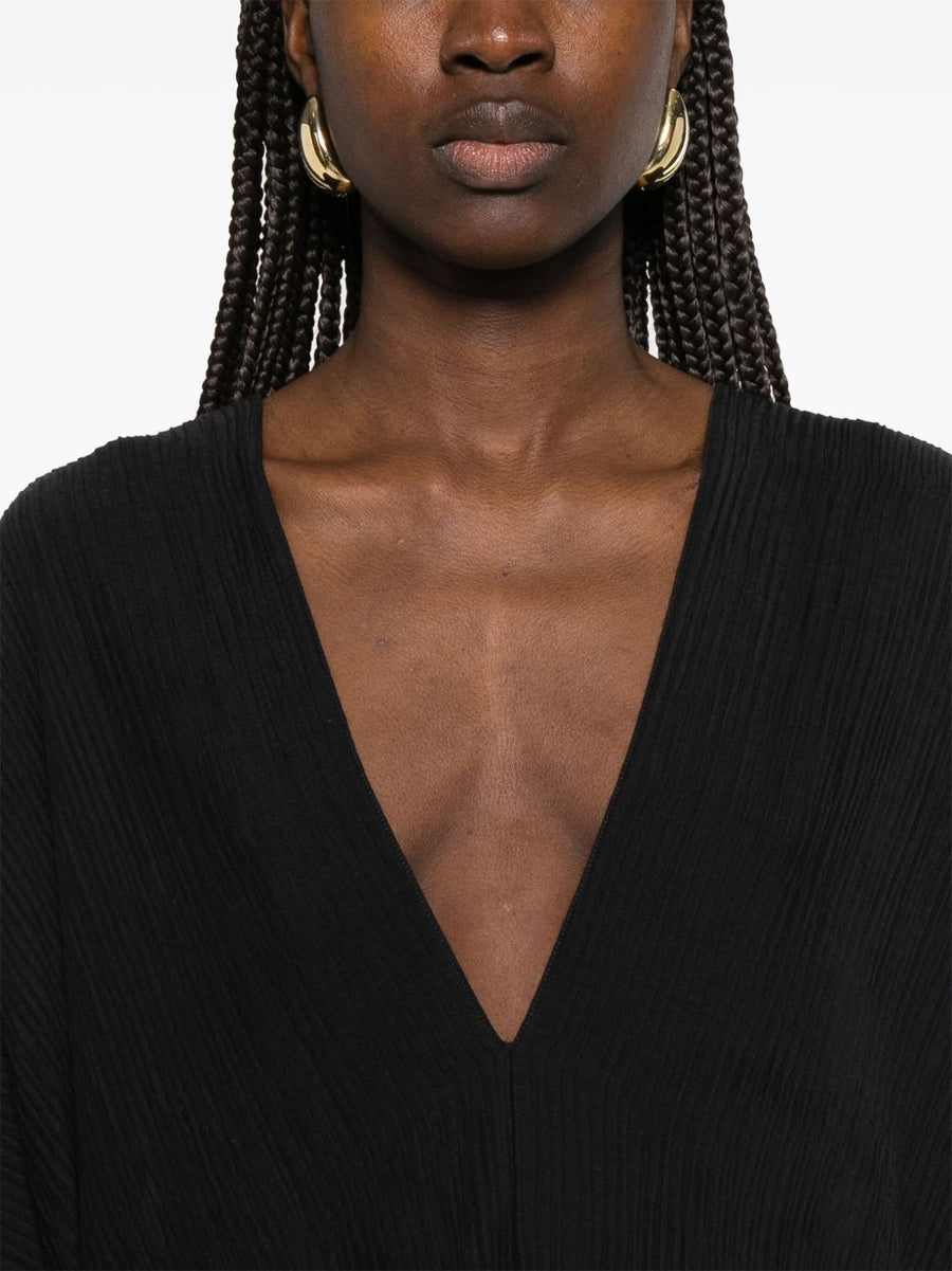 Taller Marmo Rio Maggiore Kaftan Dress Black Luxury Beachwear For Women With V Neck V Back