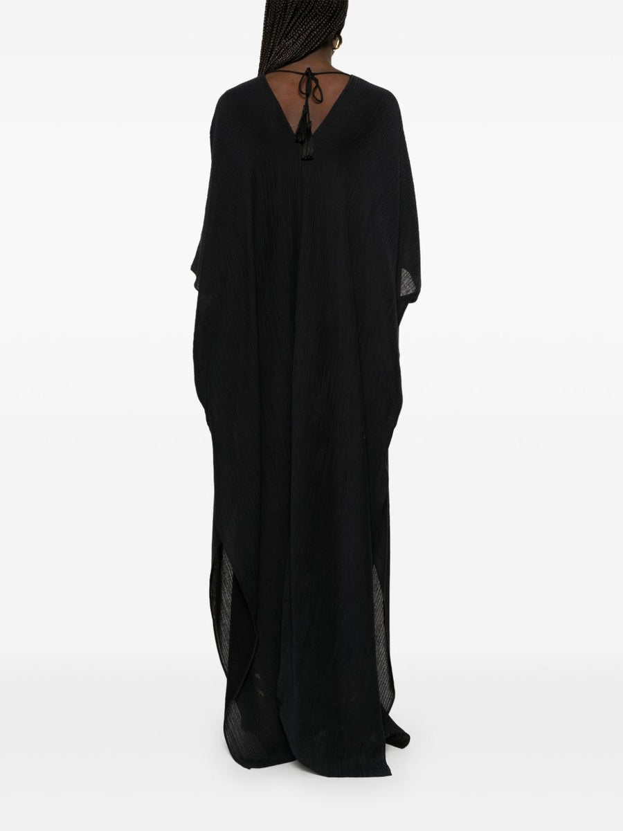 Taller Marmo Rio Maggiore Kaftan Dress Black Luxury Beachwear For Women With V Neck V Back