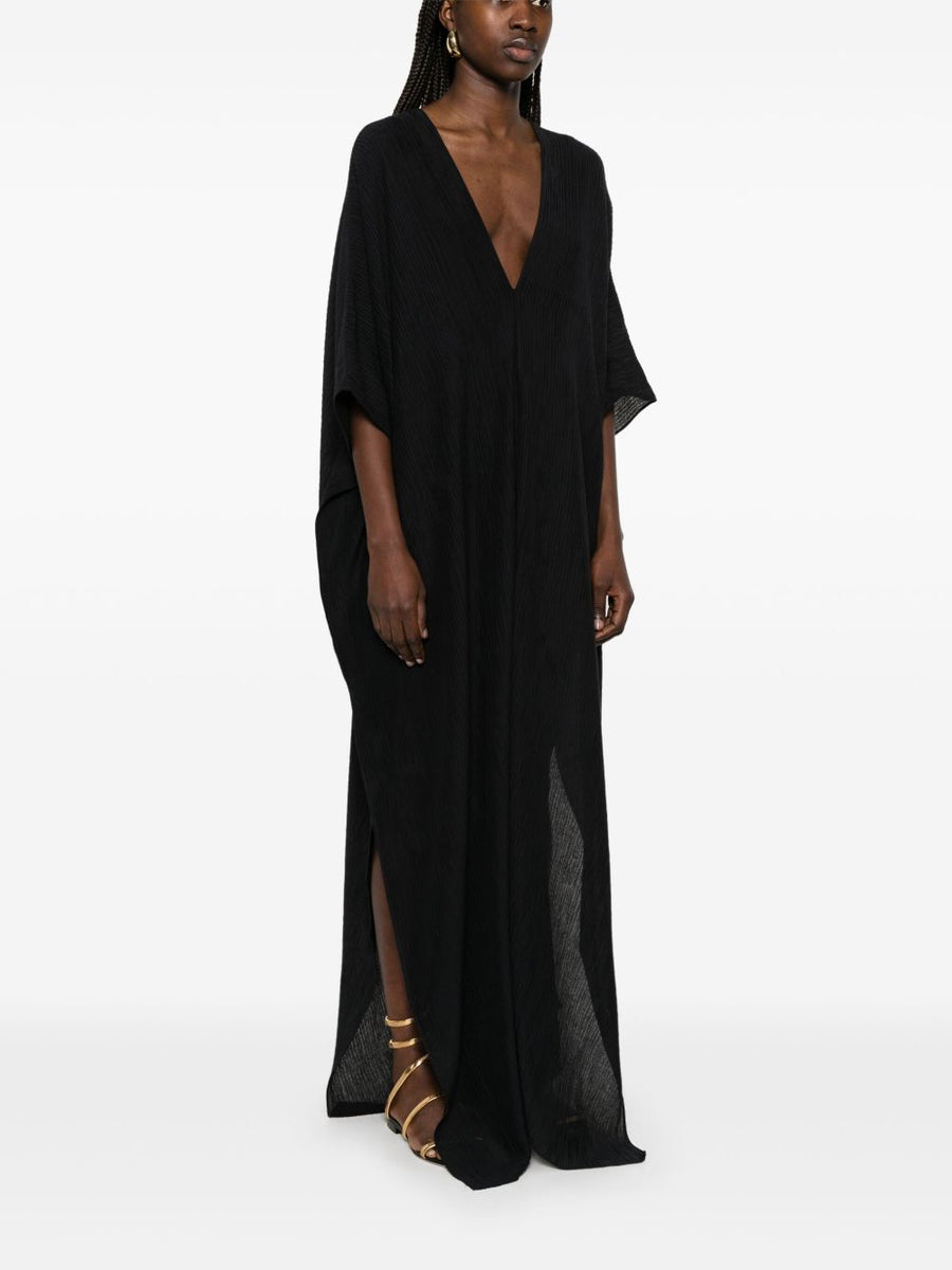 Taller Marmo Rio Maggiore Kaftan Dress Black Luxury Beachwear For Women With V Neck V Back