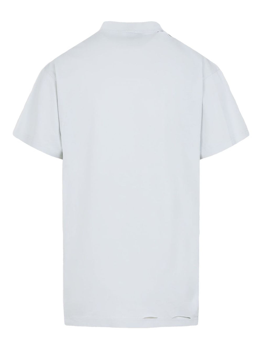 Balenciaga Logo Print T Shirt Mock Neck Unisex White Cotton Luxury Streetwear Essentials