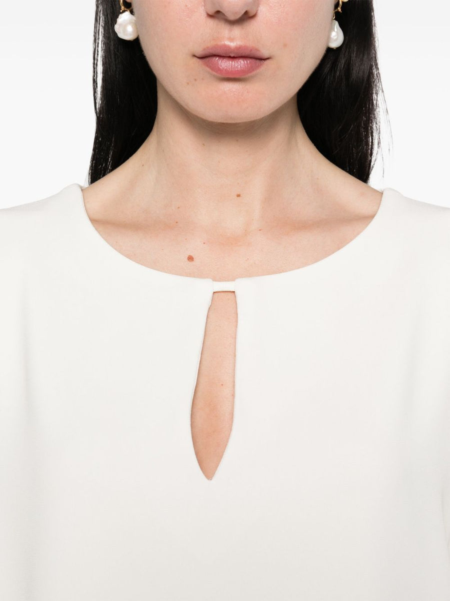 Alberto Biani Teardrop Opening Blouse Ivory Cady Fabric For Women Luxury Workwear Collection