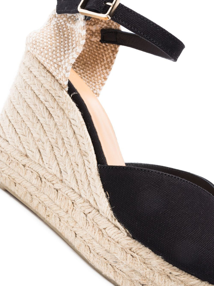 Castañer Bianca Canvas Espadrilles For Women Coastal Chic Raffia Detail Ankle Strap Peep Toe