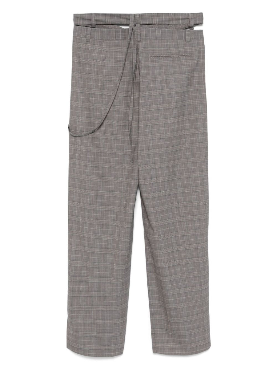 Ottolinger Checkered Trousers Wool Blend With Elastane Wrap Silhouette For Women