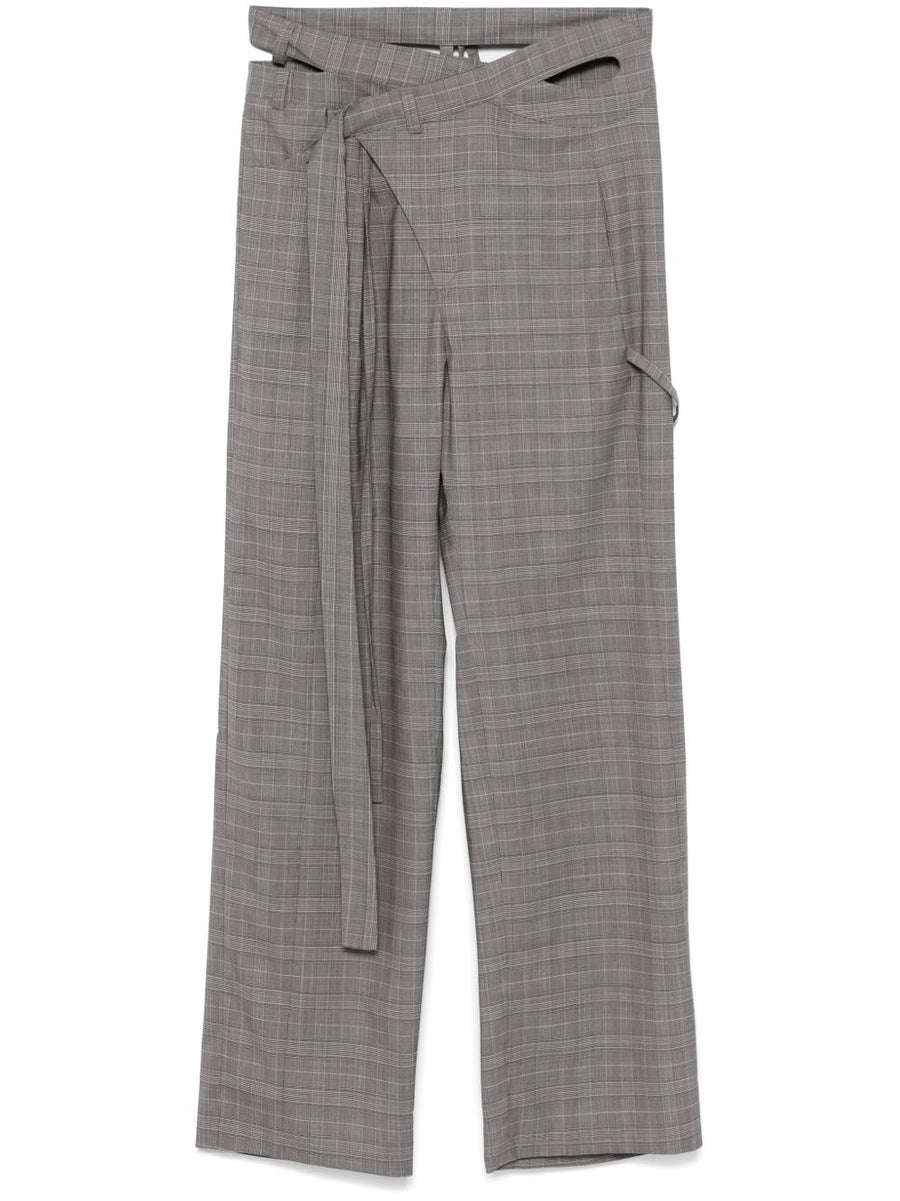 Ottolinger Checkered Trousers Wool Blend With Elastane Wrap Silhouette For Women