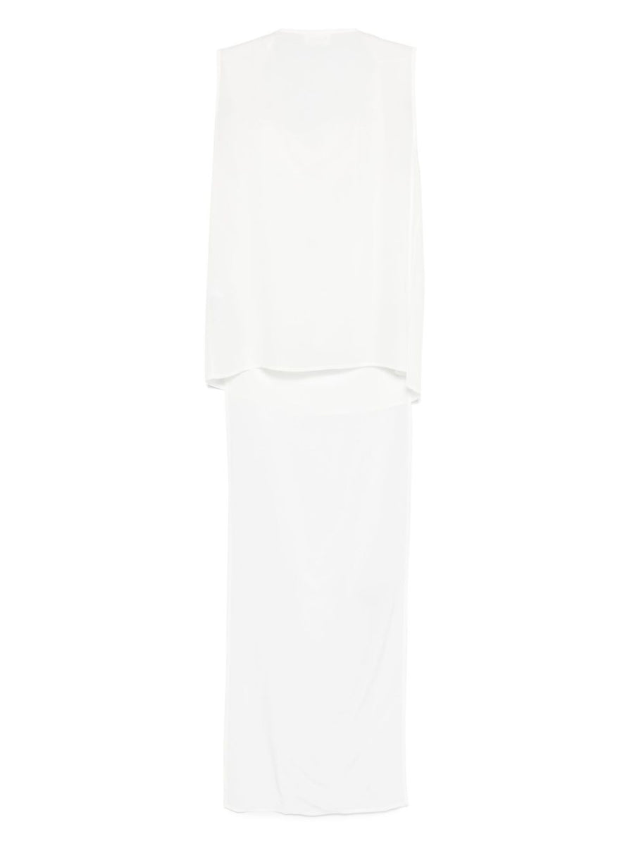 Parosh Silk Top for Women Cream Sleeveless With Cowl Neck Luxury Minimal Office Wear