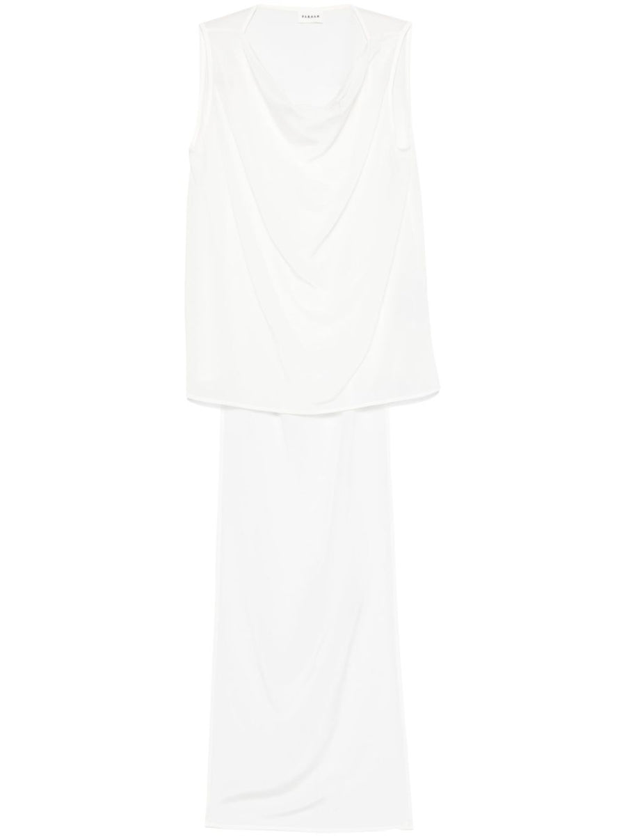 Parosh Silk Top for Women Cream Sleeveless With Cowl Neck Luxury Minimal Office Wear