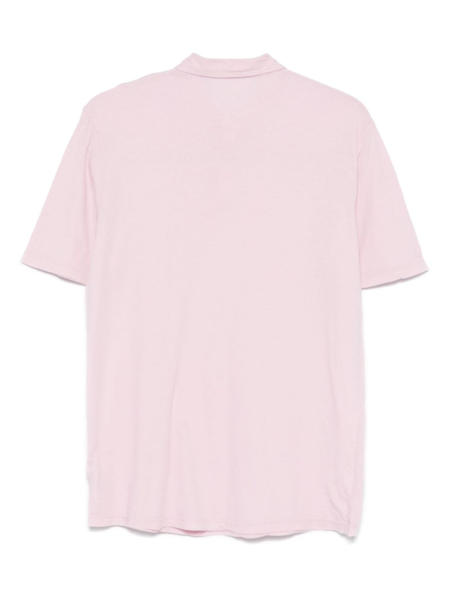 Hartford Light Pink Cotton Polo Shirt For Men With Front Button, Short Sleeves, Side Slits, Versatile Summer Top