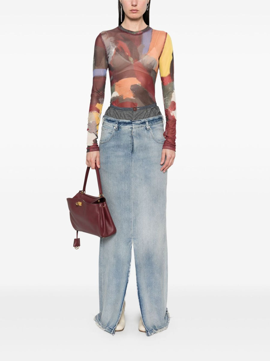 Maison Margiela Maxi Denim Cotton Skirt For Women Timeless Versatile Silhouette Elegance