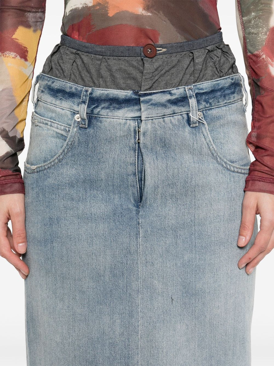 Maison Margiela Maxi Denim Cotton Skirt For Women Timeless Versatile Silhouette Elegance
