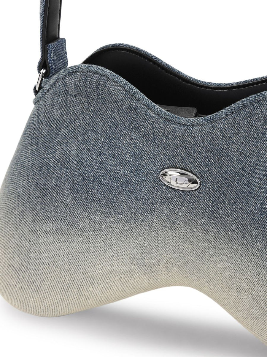 Diesel Double D Denim Shoulder Bag For Women In Clear Blue With Compact Silhouette And Versatile Style