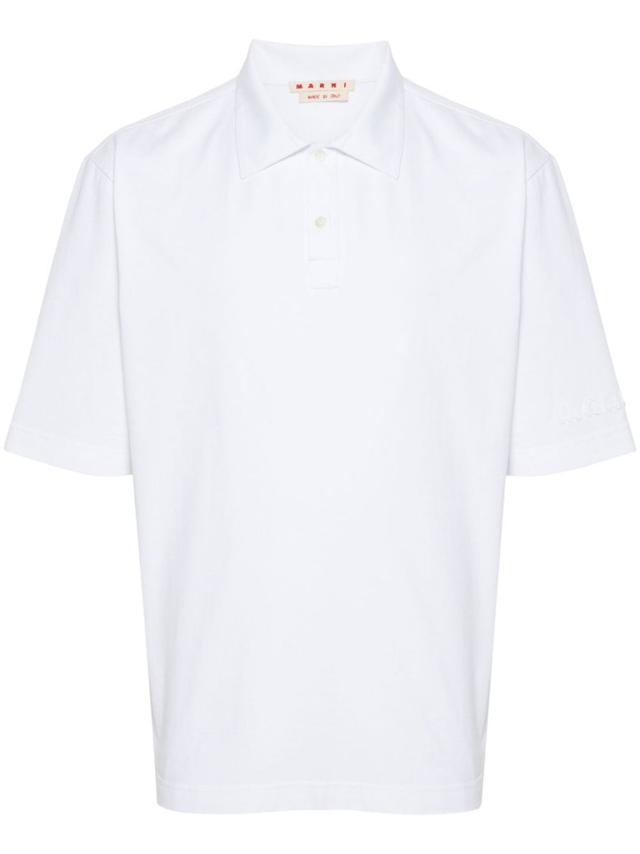 Marni Premium Logo Patch Polo Shirt For Men Organic Cotton