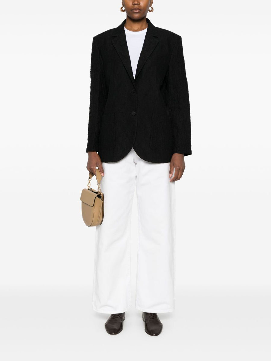 Harris Wharf London Wrinkled Cotton Blazer For Women Notched Lapels Front Button Tailored Workwear