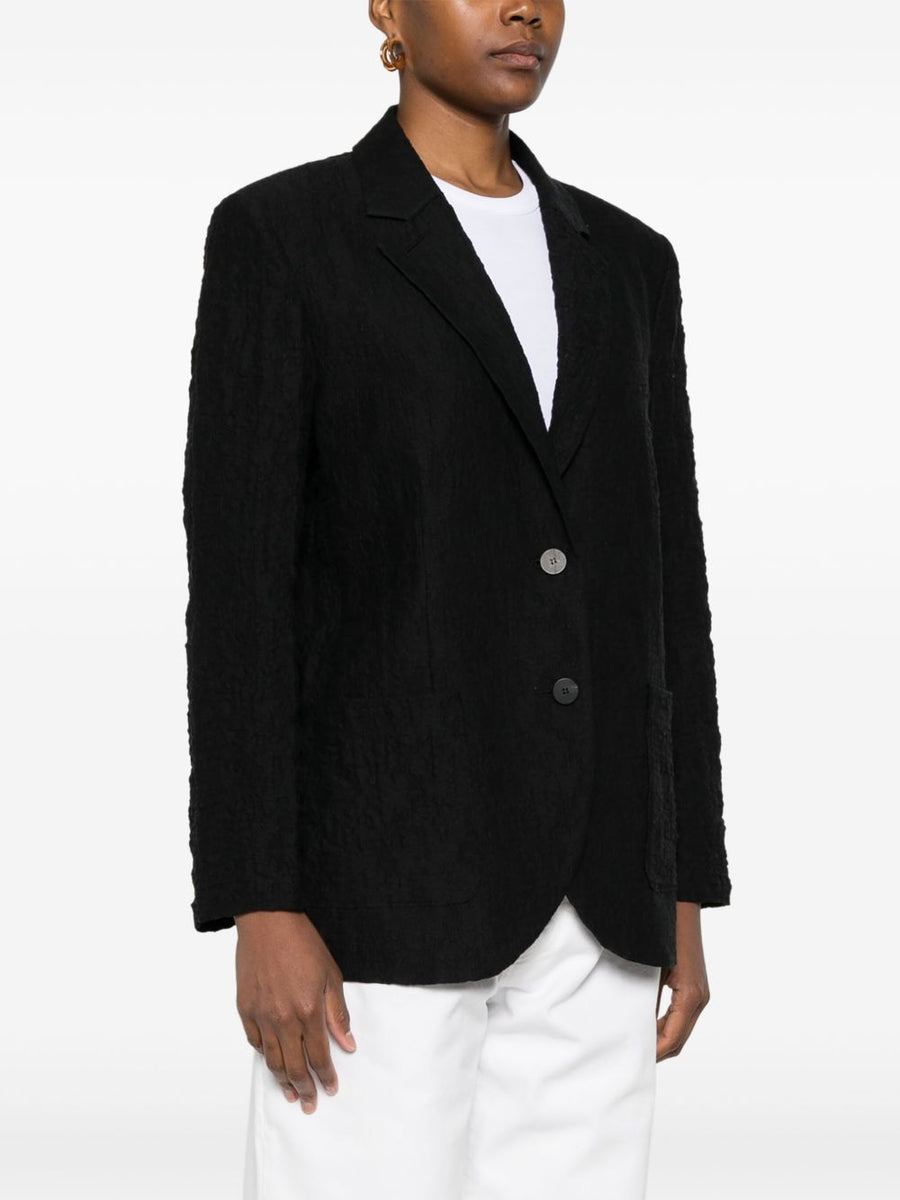 Harris Wharf London Wrinkled Cotton Blazer For Women Notched Lapels Front Button Tailored Workwear