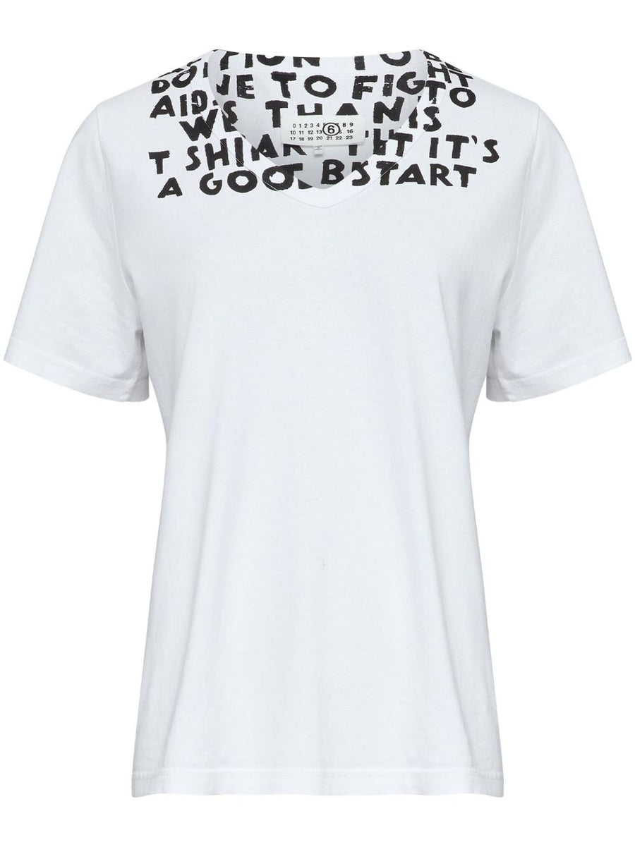 MM6 Maison Margiela Premium Printed Cotton T Shirt For Women With Front And Rear Stamp Graphic
