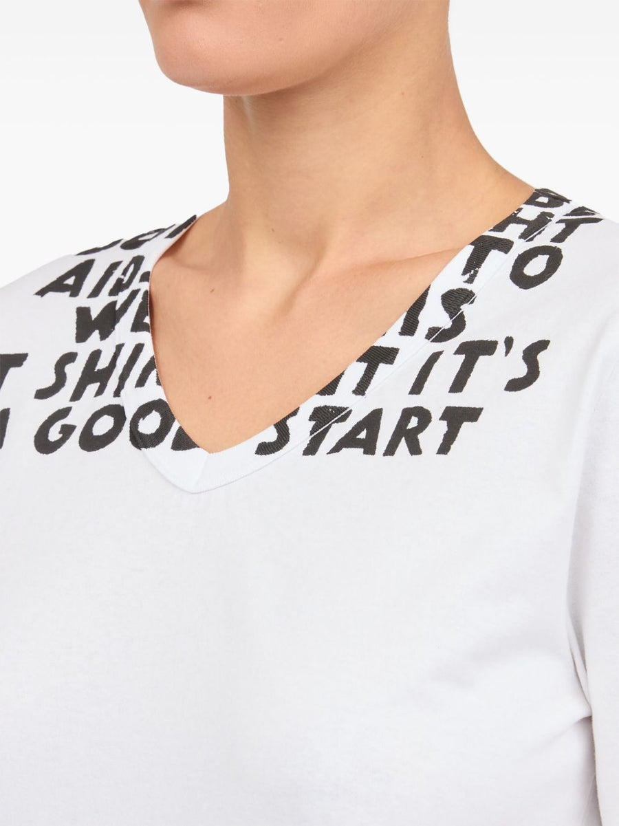 MM6 Maison Margiela Premium Printed Cotton T Shirt For Women With Front And Rear Stamp Graphic