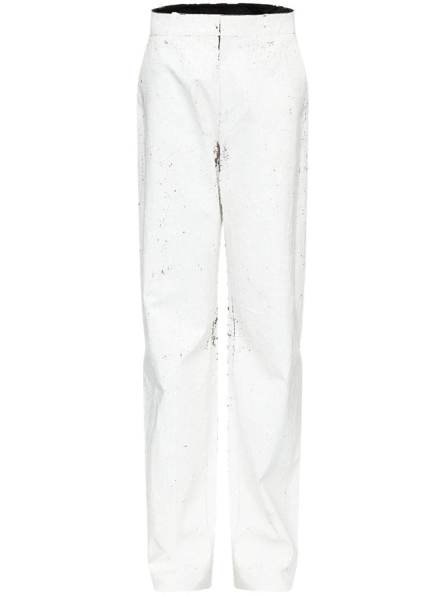 MM6 Maison Margiela Wax Trousers White Tailored Minimalist Luxury For Women With Concealed Front Closure