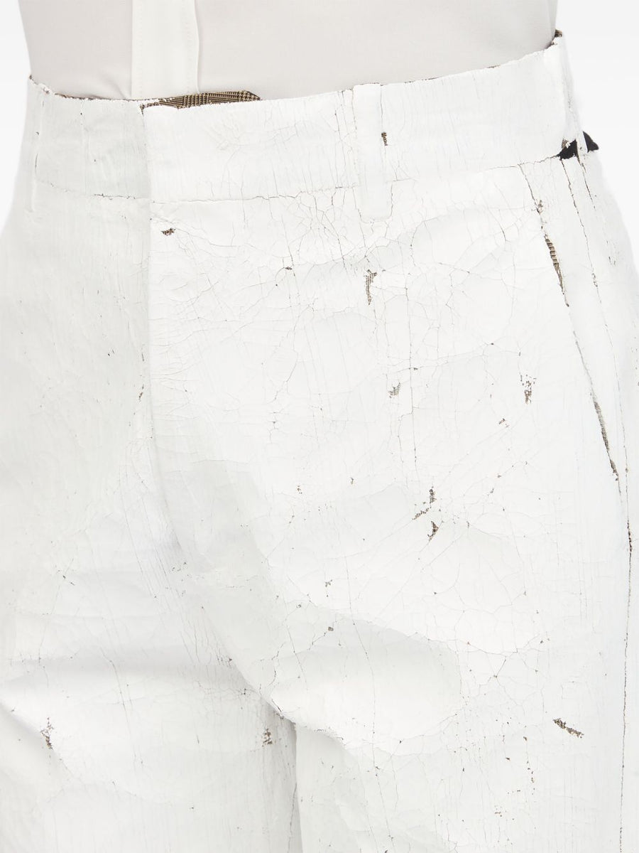 MM6 Maison Margiela Wax Trousers White Tailored Minimalist Luxury For Women With Concealed Front Closure