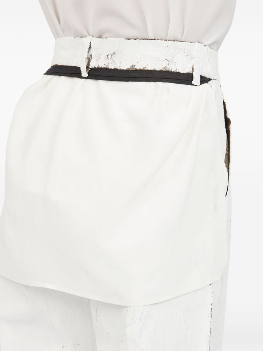 MM6 Maison Margiela Wax Trousers White Tailored Minimalist Luxury For Women With Concealed Front Closure