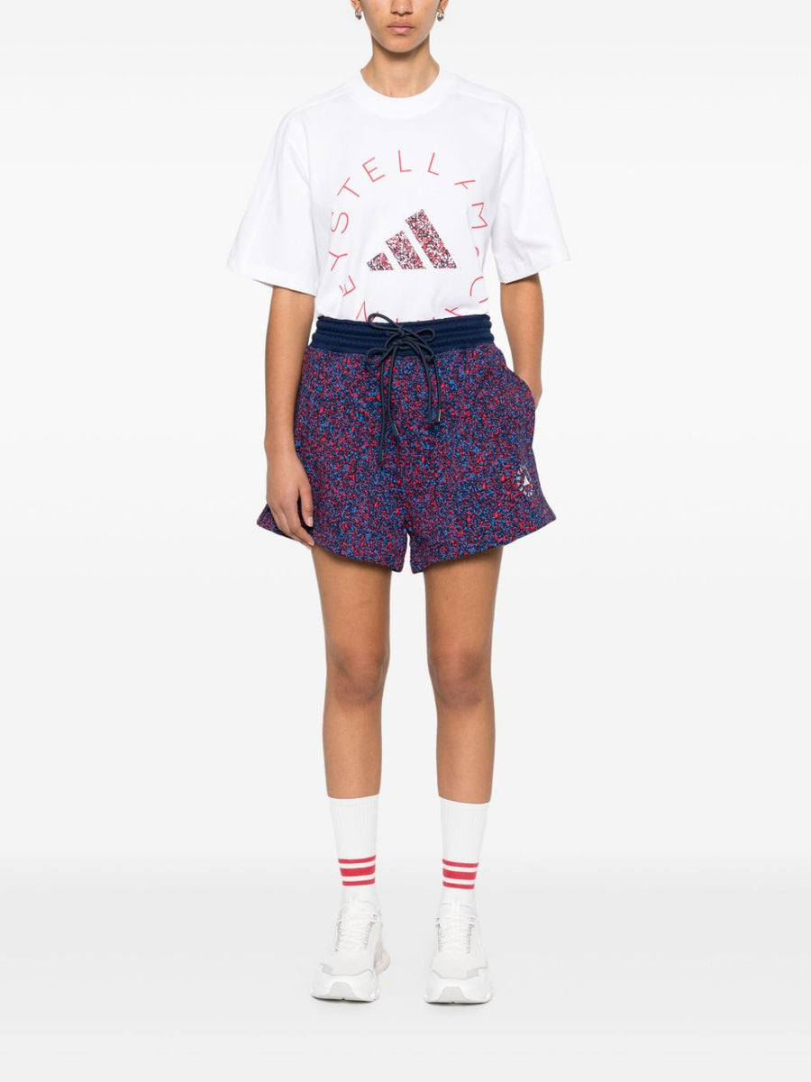 Adidas By Stella McCartney Cotton Shorts For Women Royal Blue With Pockets Drawstring Elastic Waist Comfort