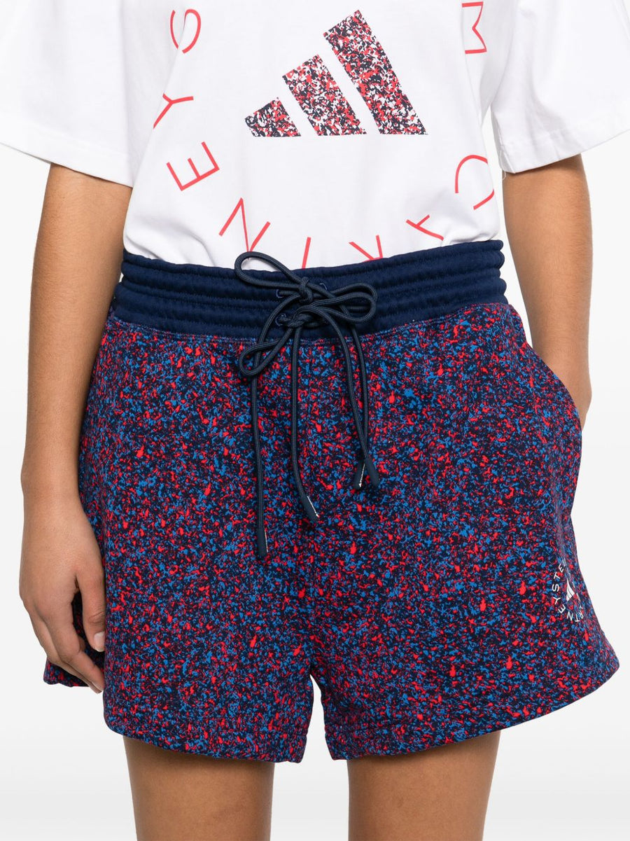 Adidas By Stella McCartney Cotton Shorts For Women Royal Blue With Pockets Drawstring Elastic Waist Comfort