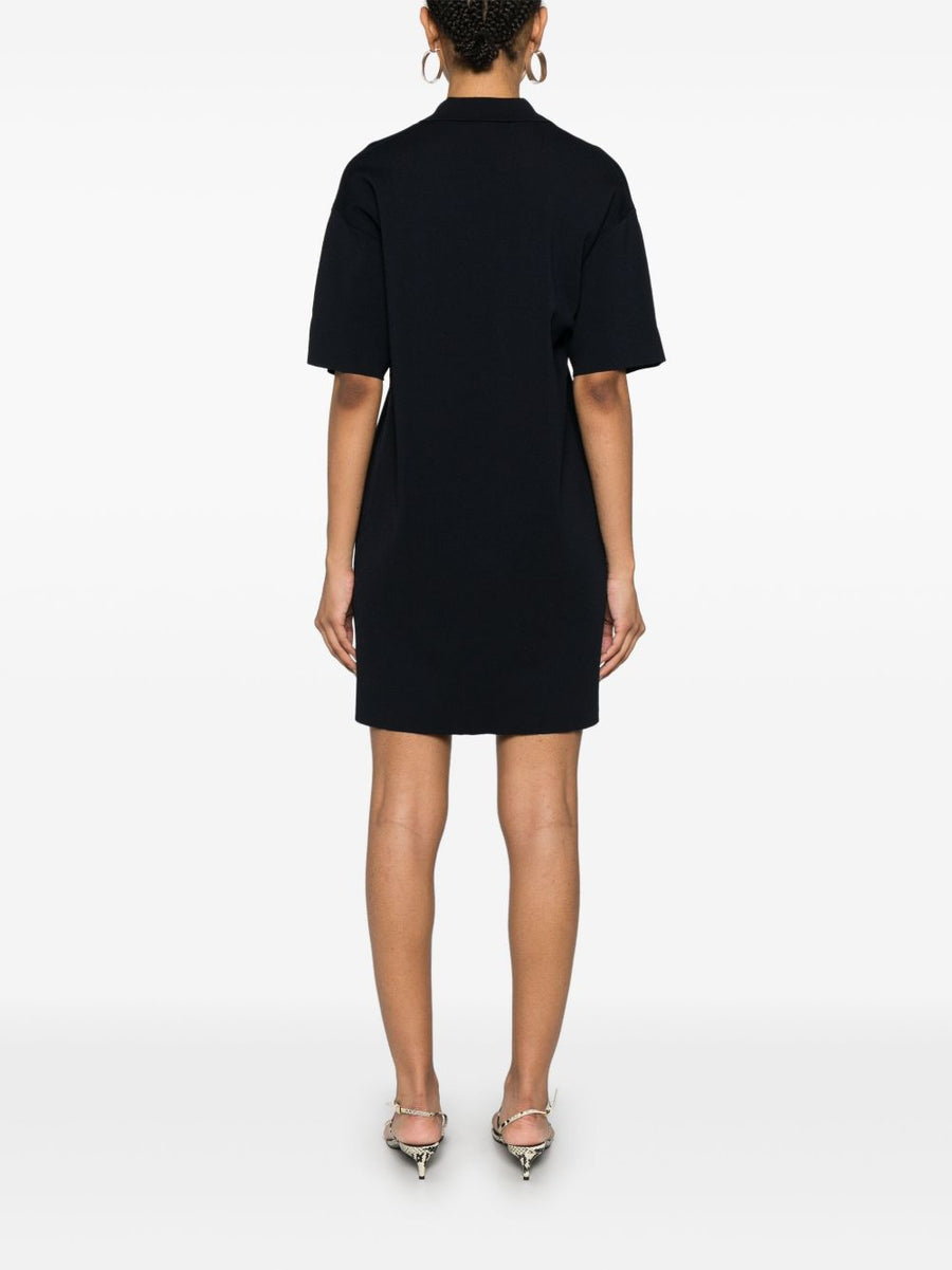 Parosh P.A.R.O.S.H. Navy Mini Dress With Collar Detail And V Neck For Women Versatile Everyday Wear