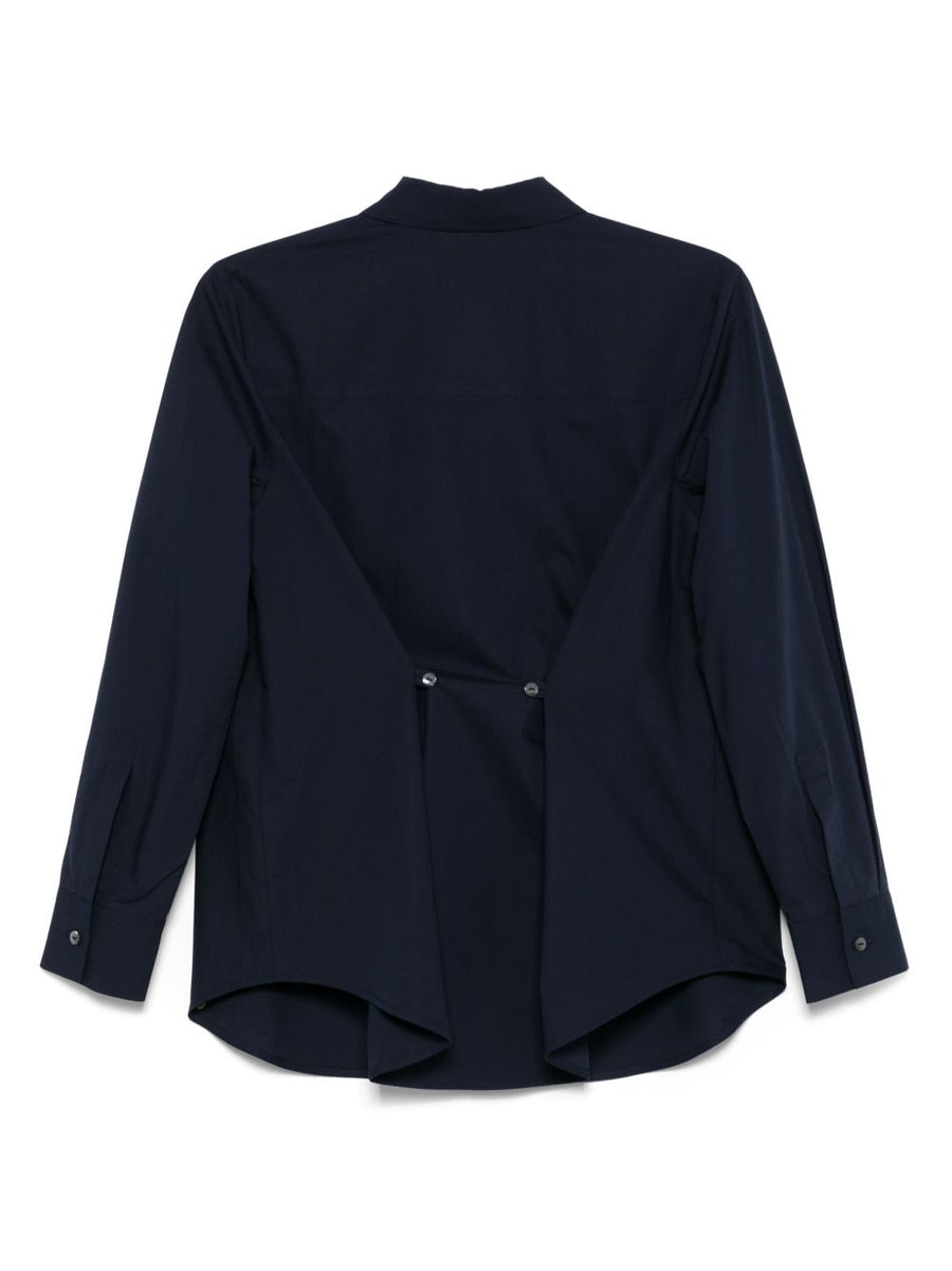 Parosh Navy Cotton Shirt With Hidden Placket And Buttoned Cuffs For Men Timeless Office Wear