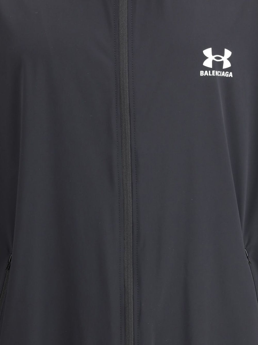 Balenciaga x Under Armour Printed Windbreaker High Neck Front Zip Unisex Athleisure Jacket